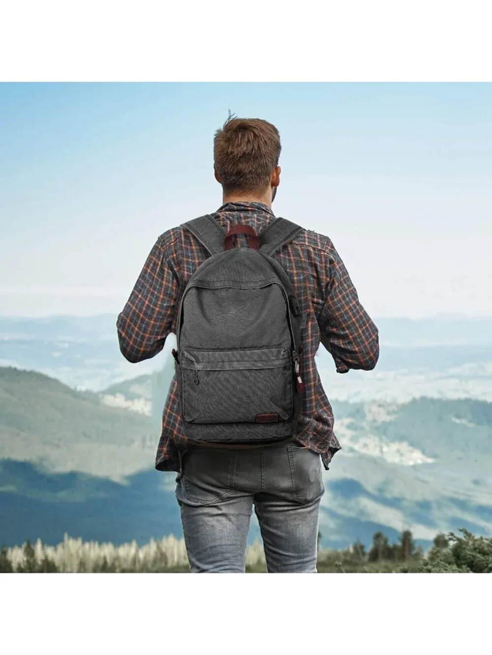 Stylish Canvas Backpack for Men & Women - Fits 15.6